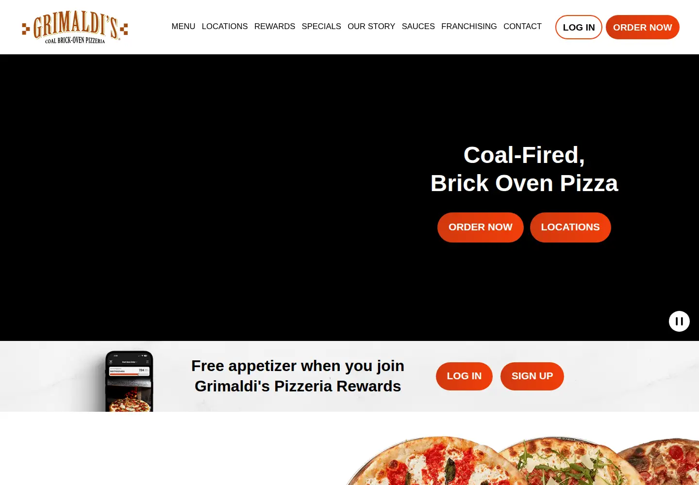 Screenshot of grimaldispizzeria.com