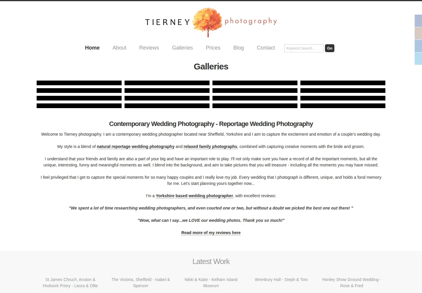 Captured homepage of tierneyphotography.co.uk in the current scan