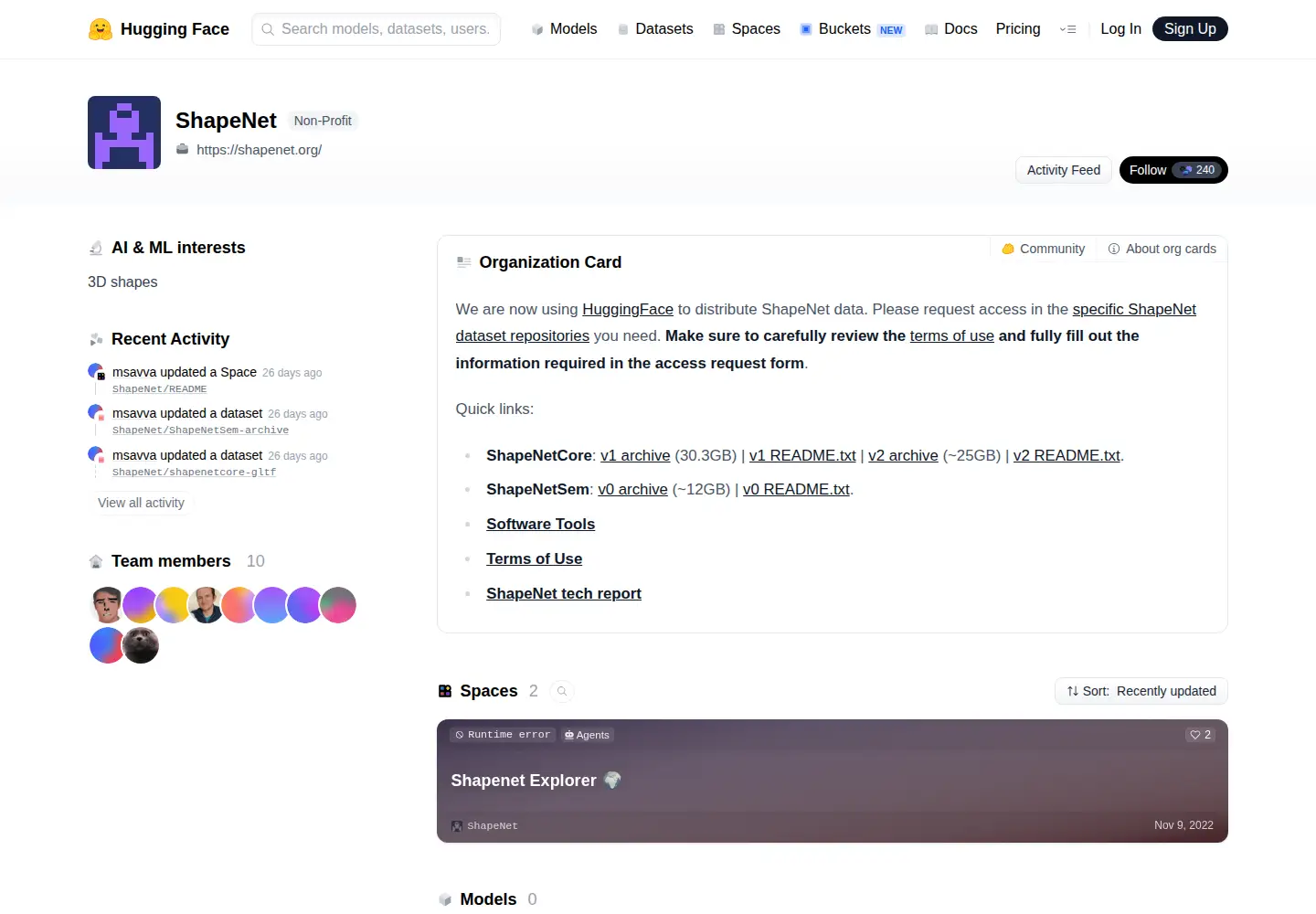Screenshot of shapenet.org