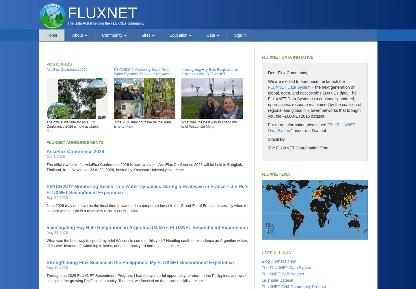 Screenshot of fluxnet.org