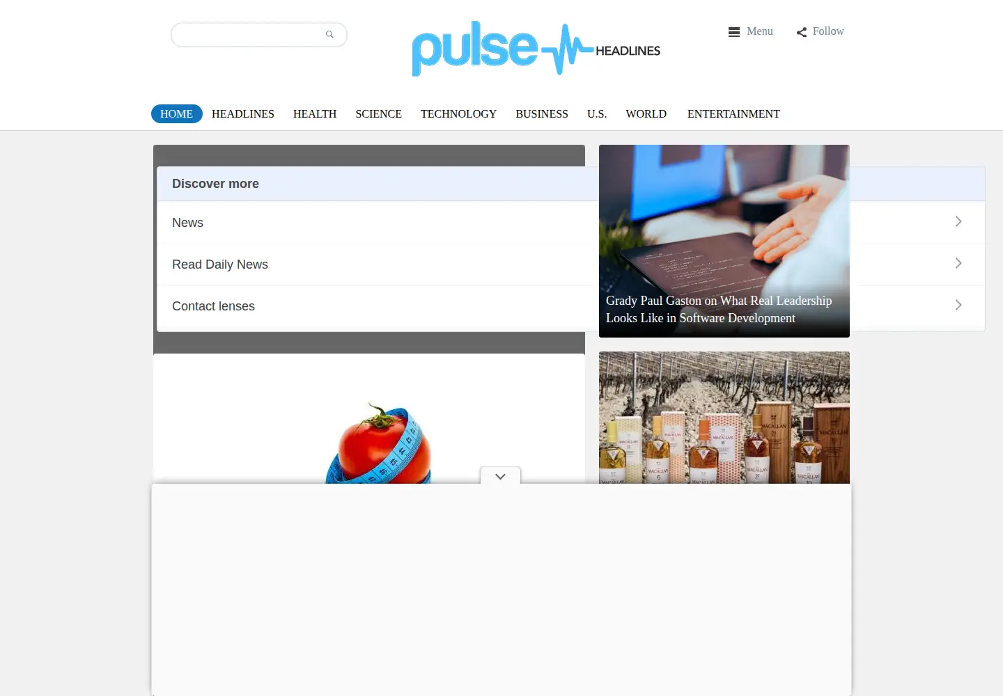 Captured homepage of pulseheadlines.com in the current scan