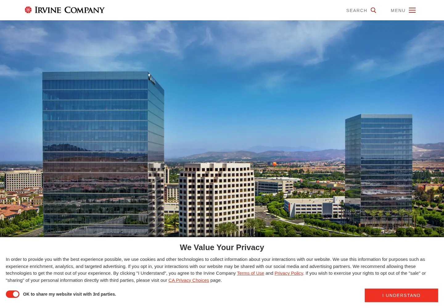 Captured homepage of irvinecompany.com in the current scan