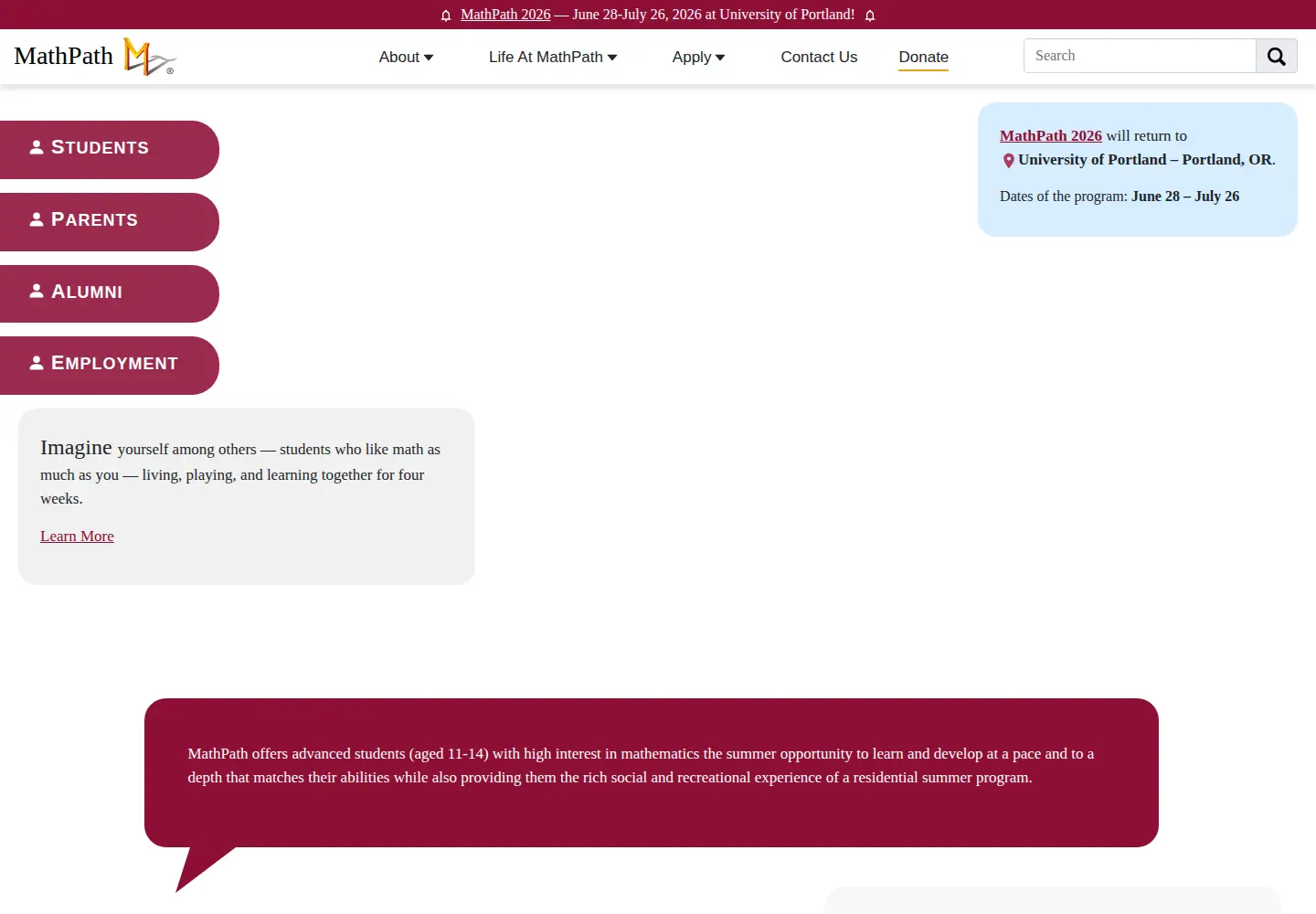 Screenshot of mathpath.org