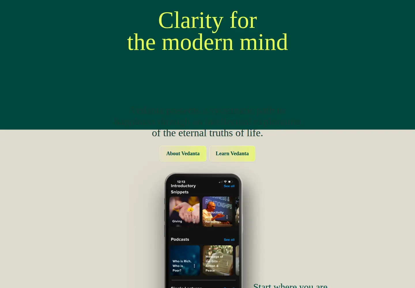 Screenshot of vedantaworld.org