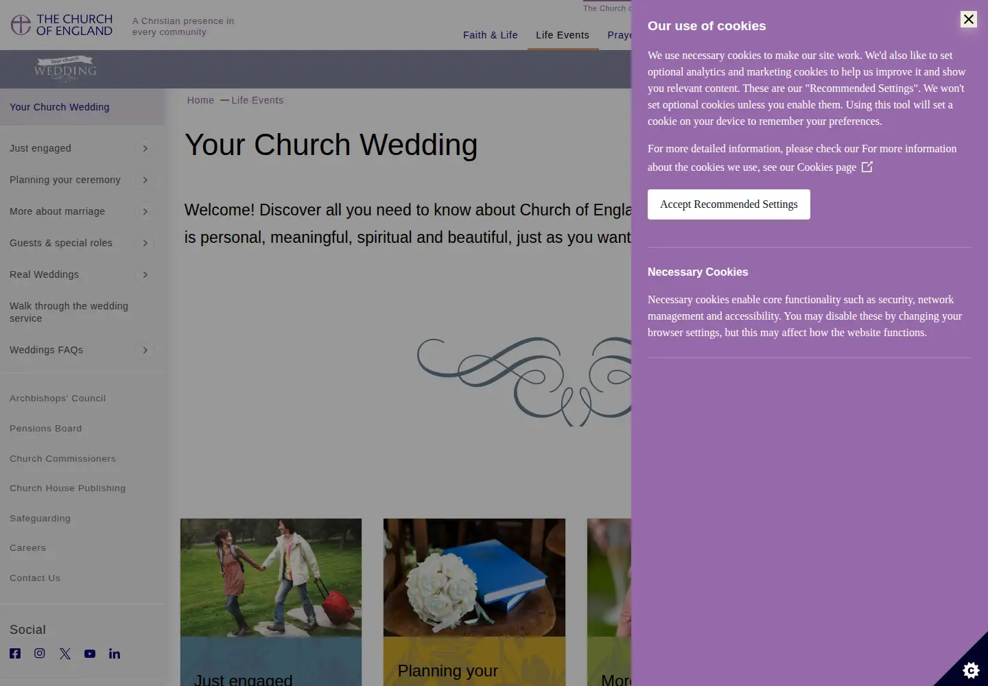 Screenshot of yourchurchwedding.org