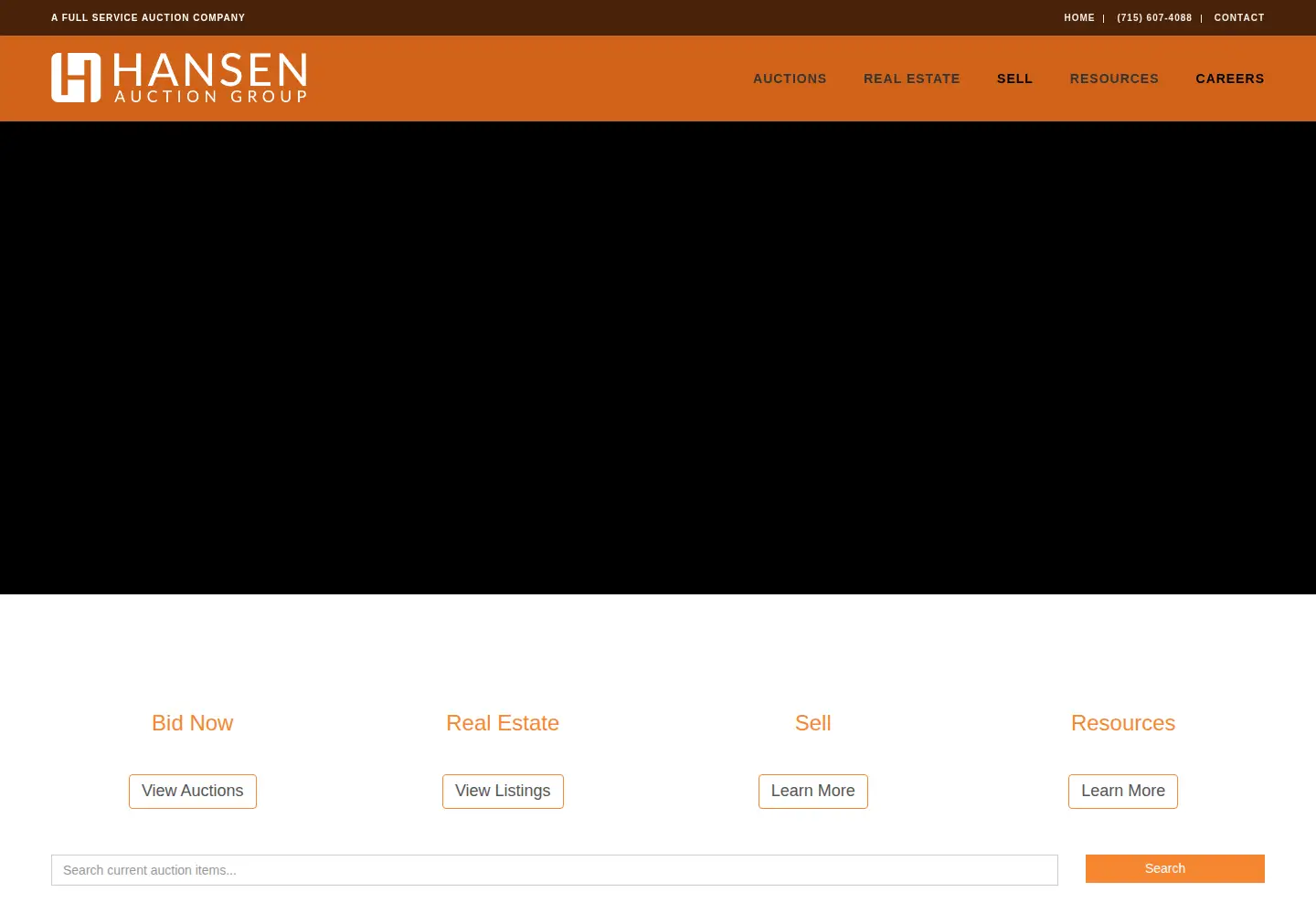 Captured homepage of hansenauctiongroup.com in the current scan