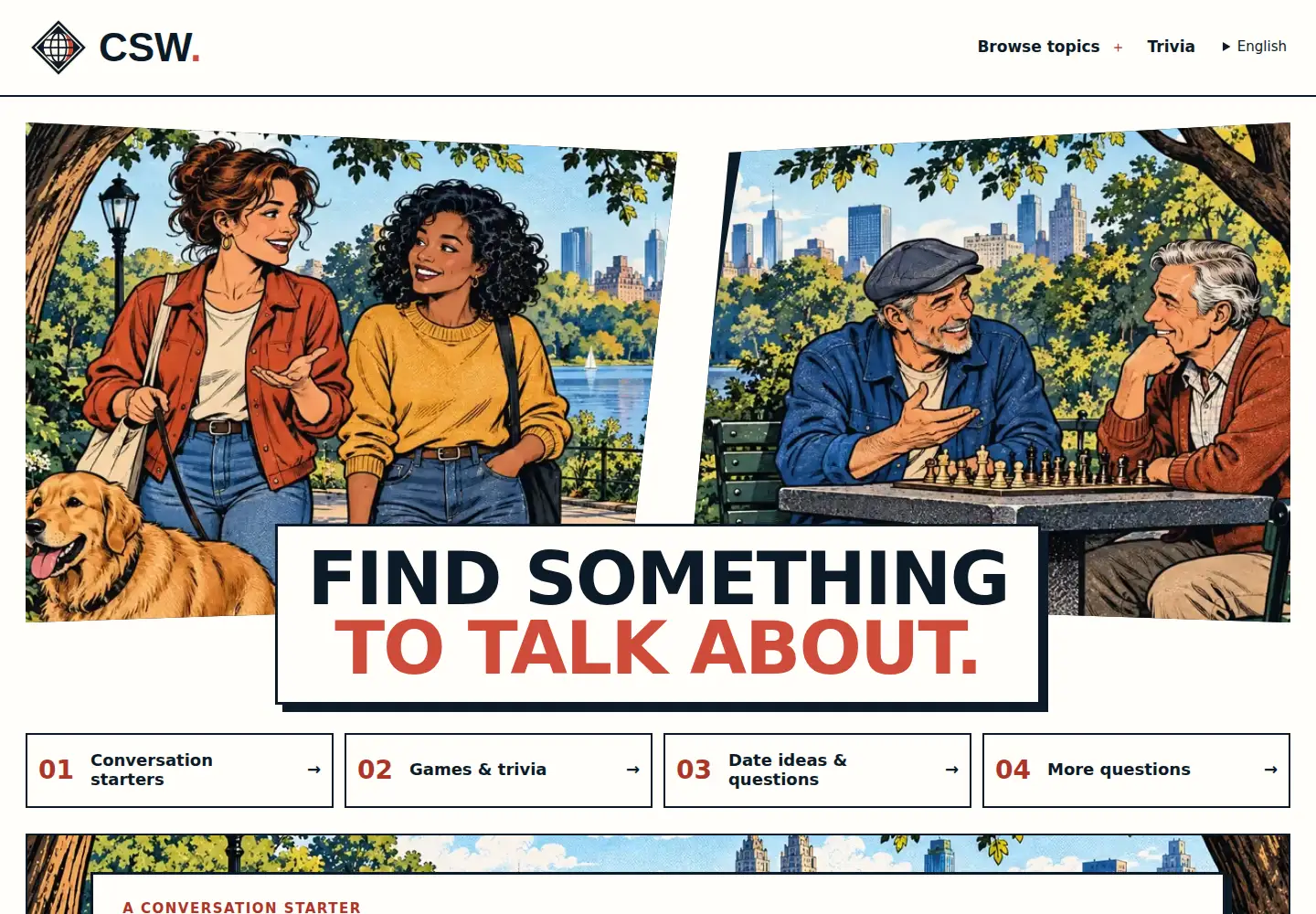 Screenshot of conversationstartersworld.com