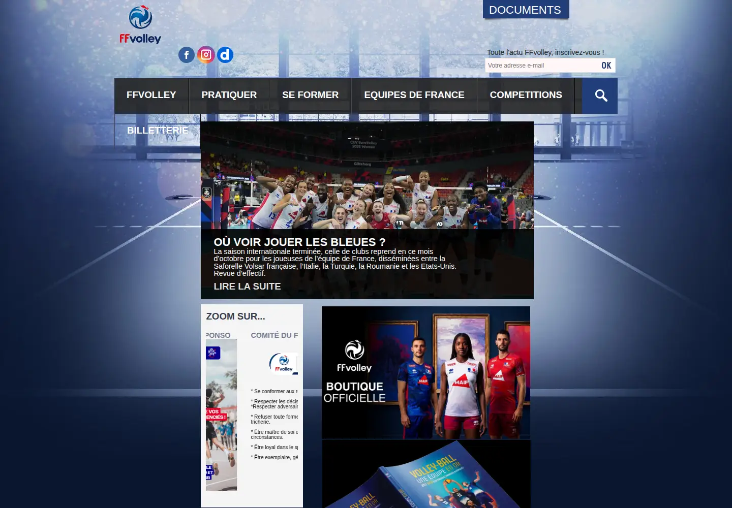 Captured homepage of ffvolley.org in the current scan