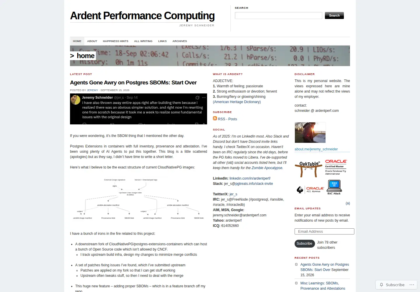 Screenshot of ardentperf.com