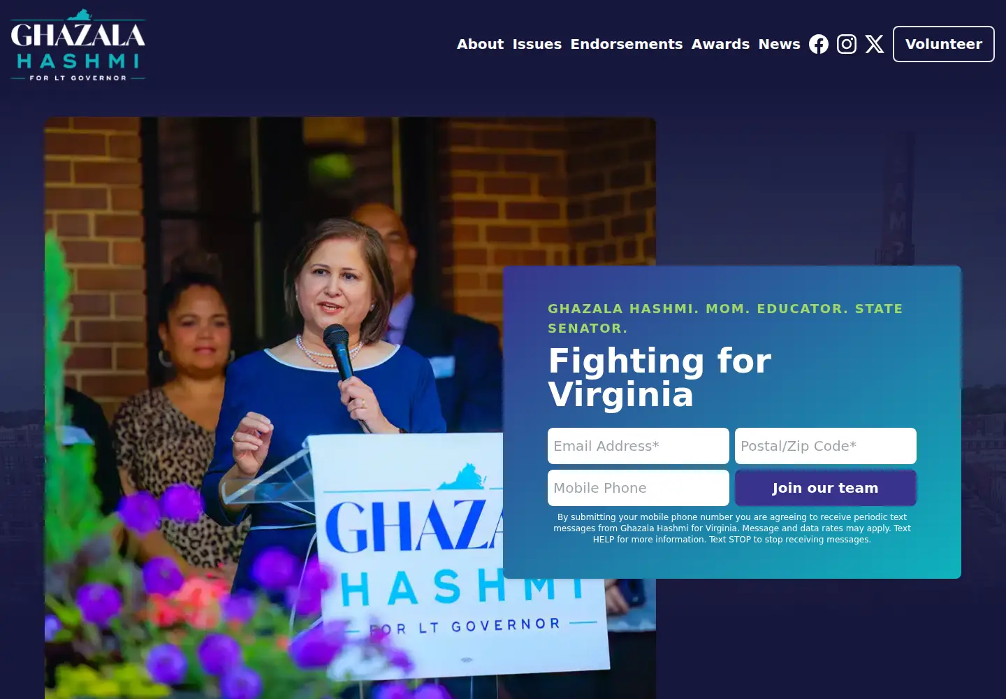 Screenshot of ghazalaforvirginia.com