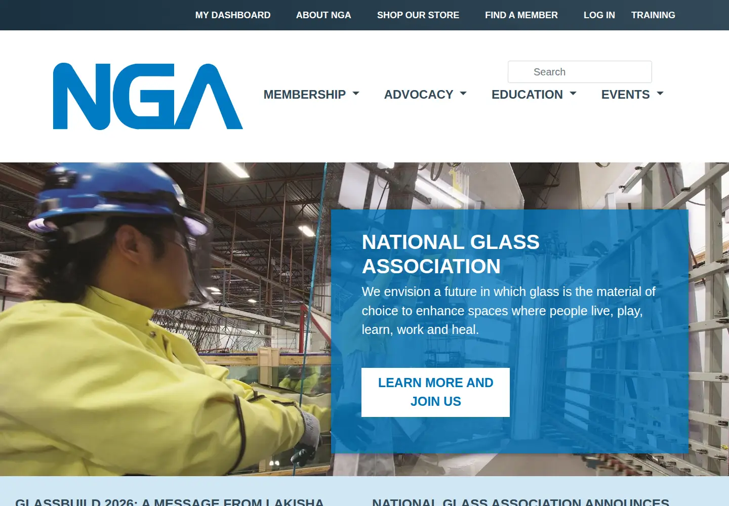 Captured homepage of glass.org in the current scan