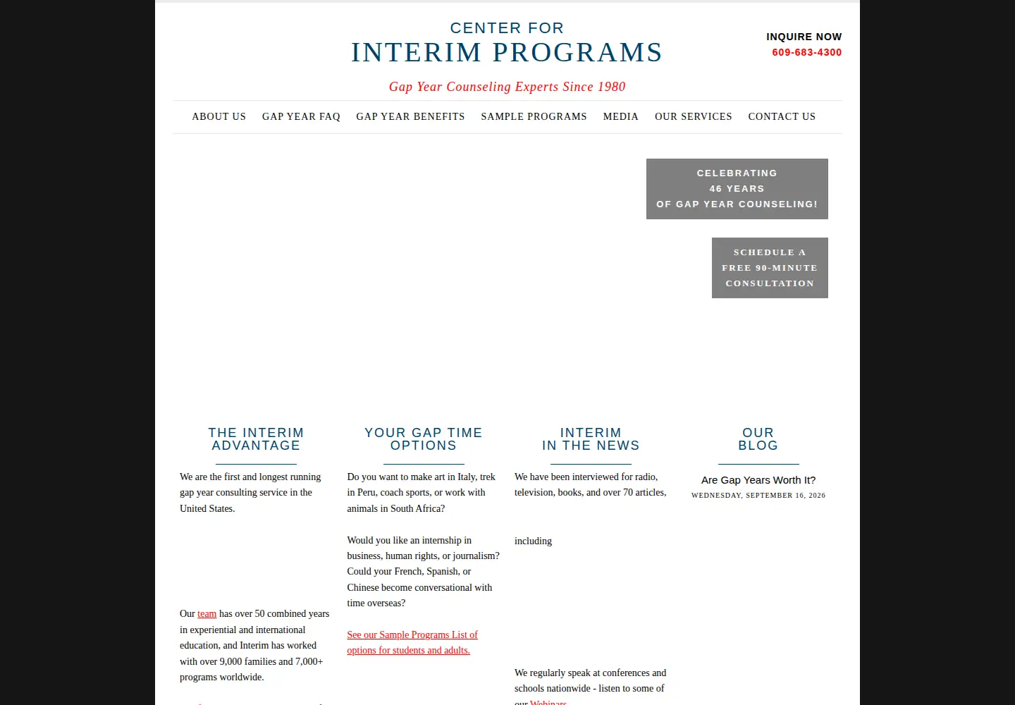 Captured homepage of interimprograms.com in the current scan