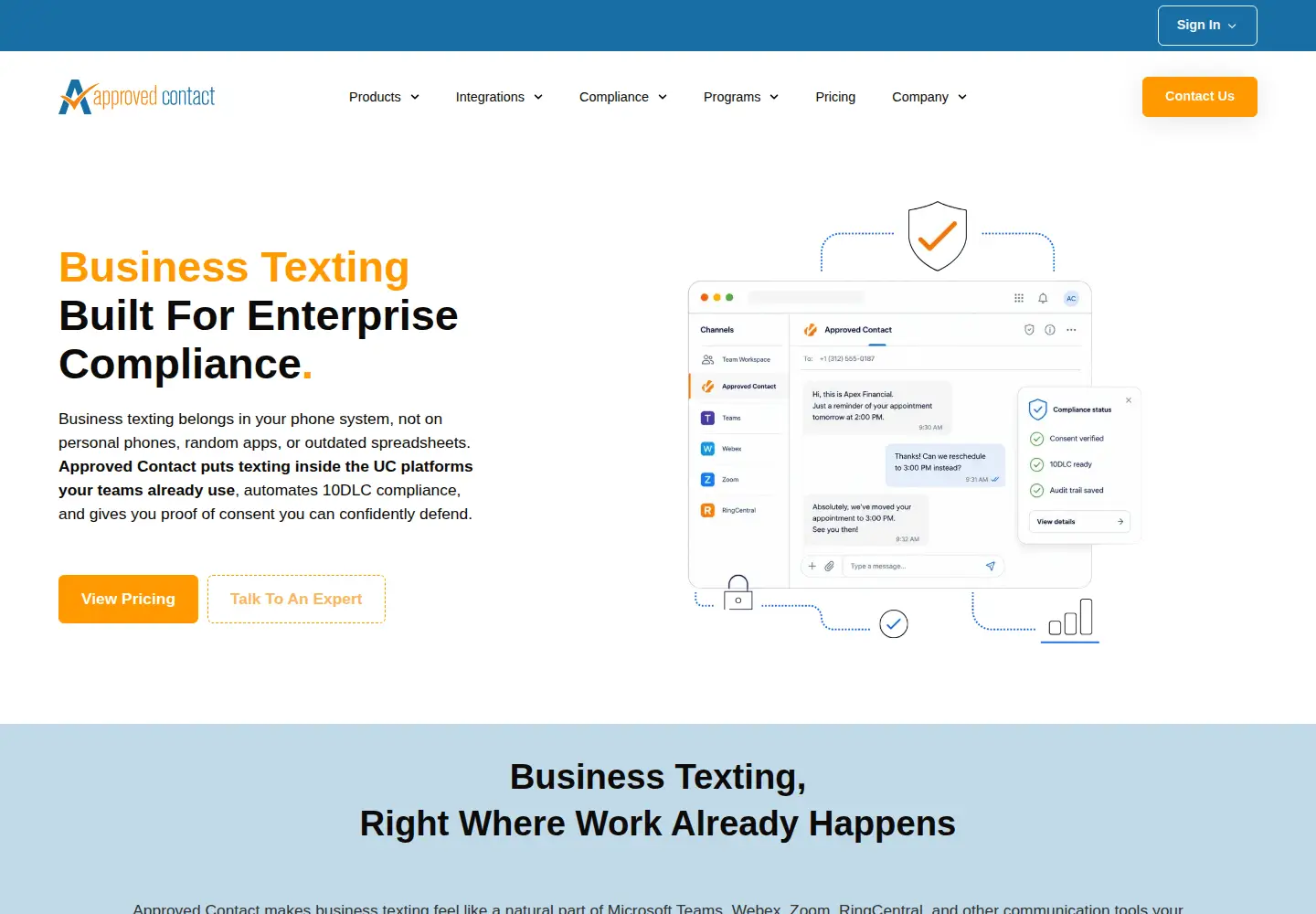 Captured homepage of approvedcontact.com in the current scan