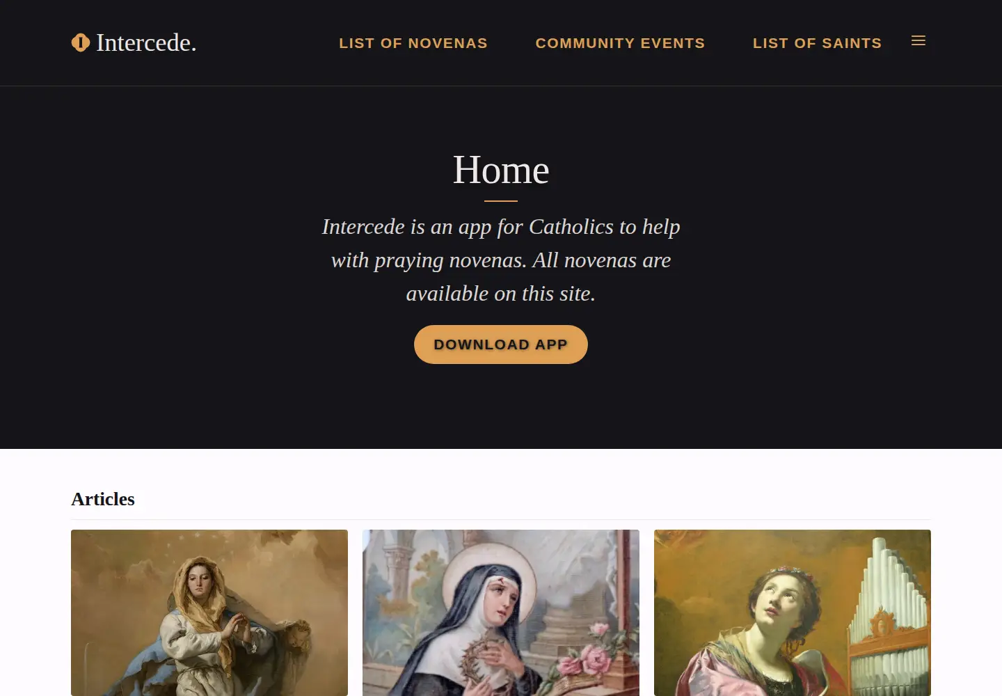 Screenshot of catholicnovenaapp.com