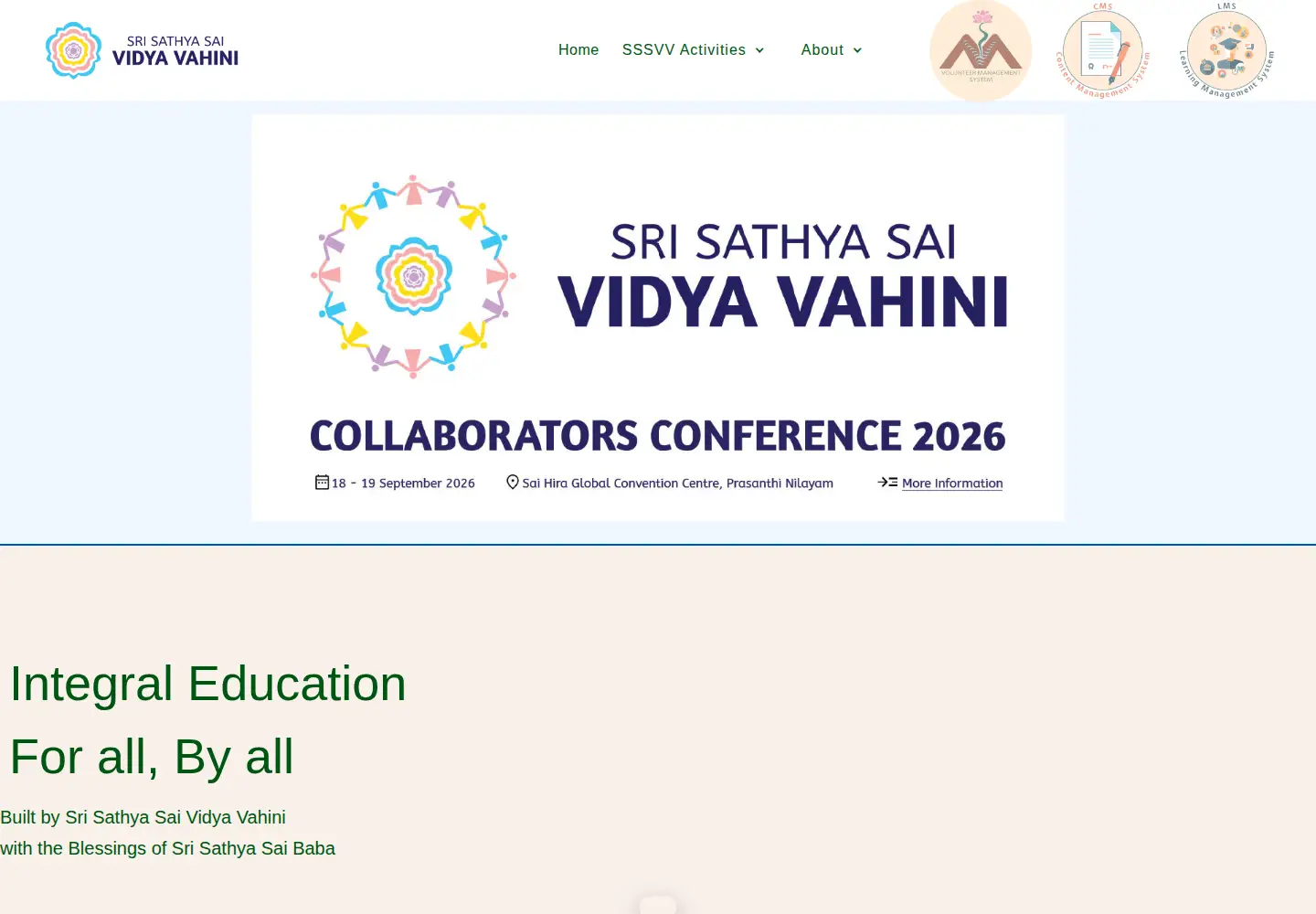 Screenshot of srisathyasaividyavahini.org