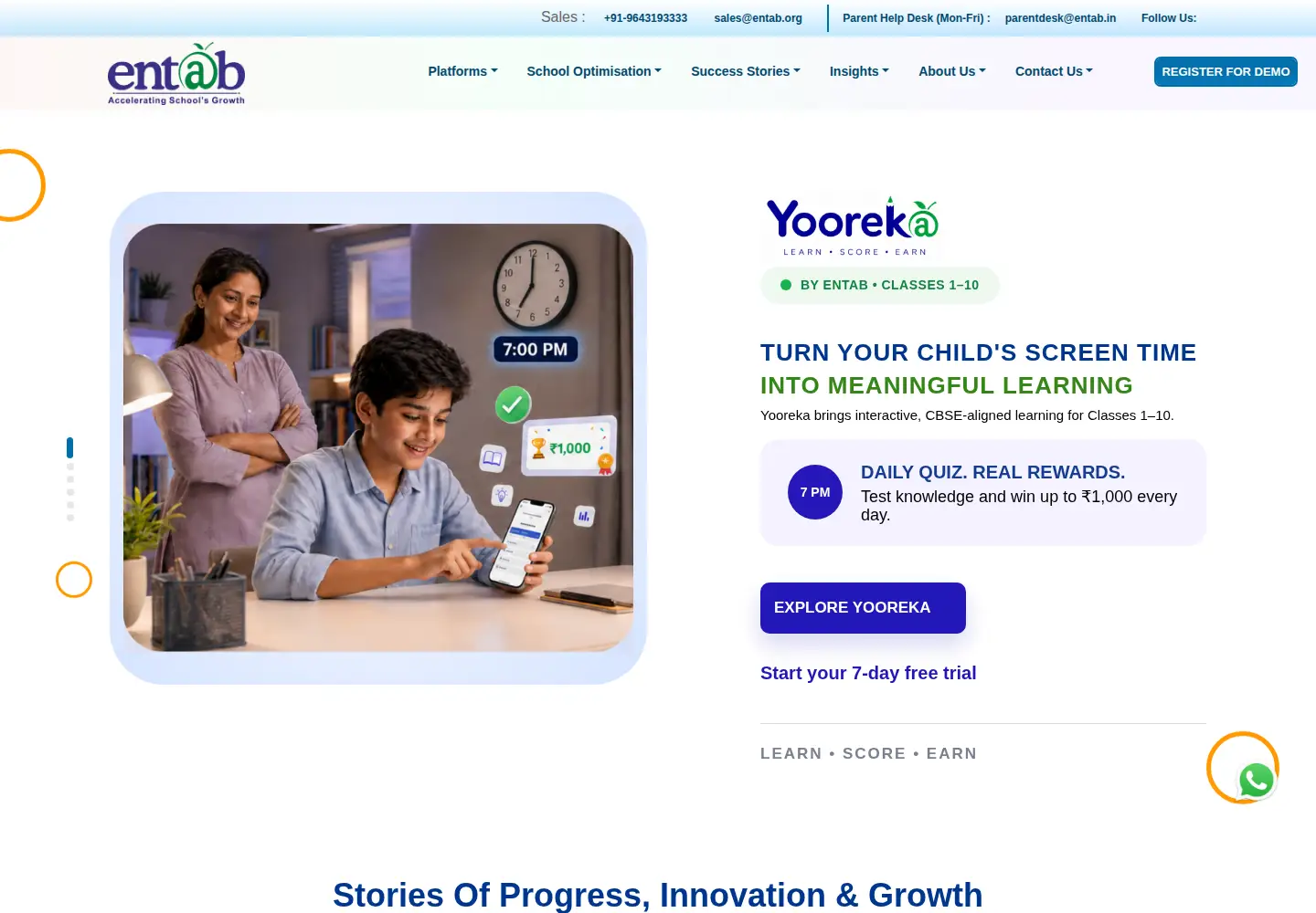 Screenshot of entab.in