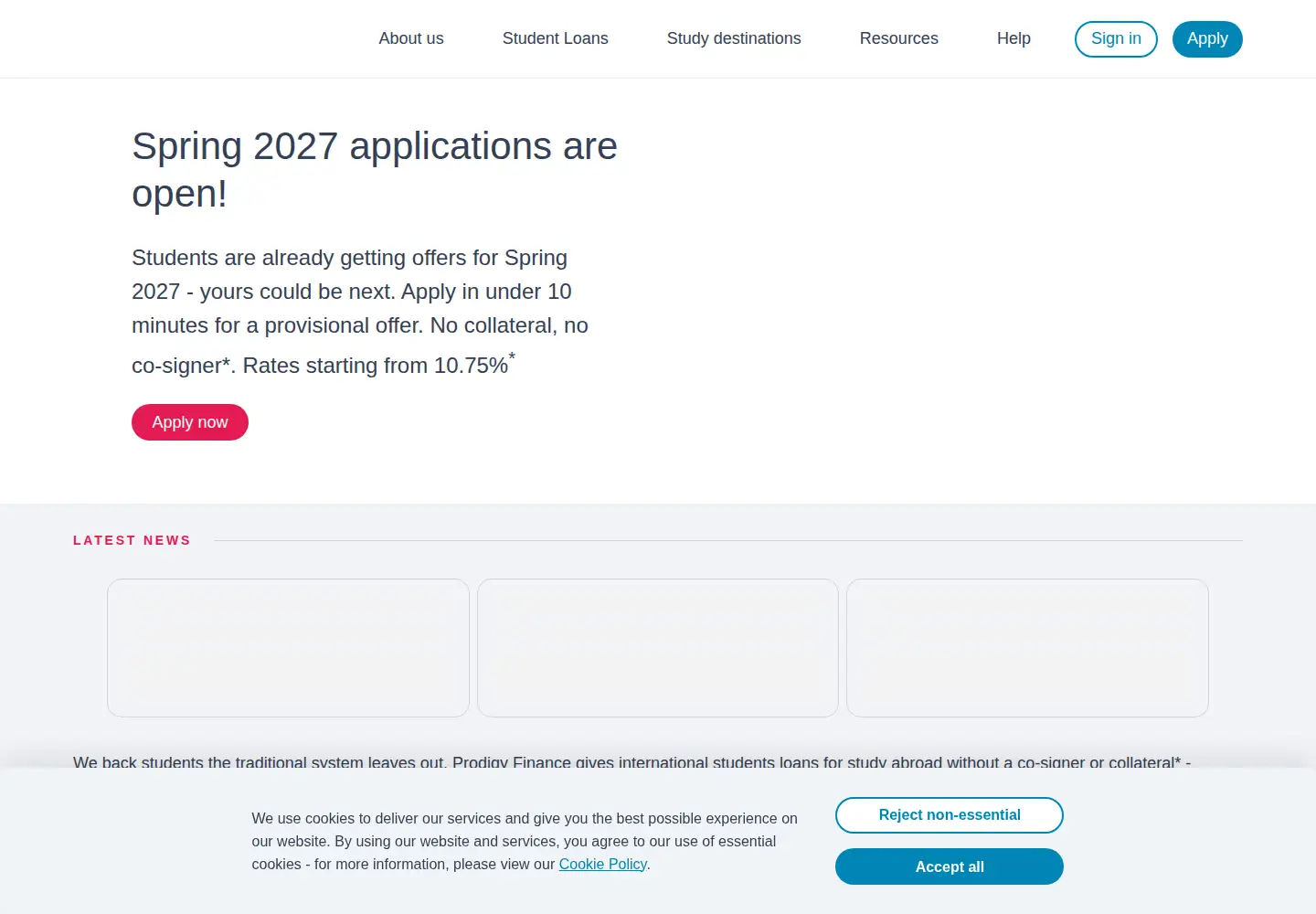 Screenshot of prodigyfinance.com