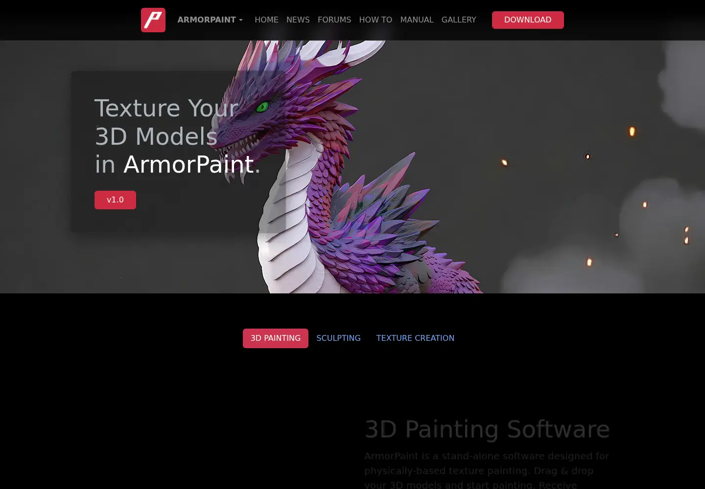 Screenshot of armorpaint.org