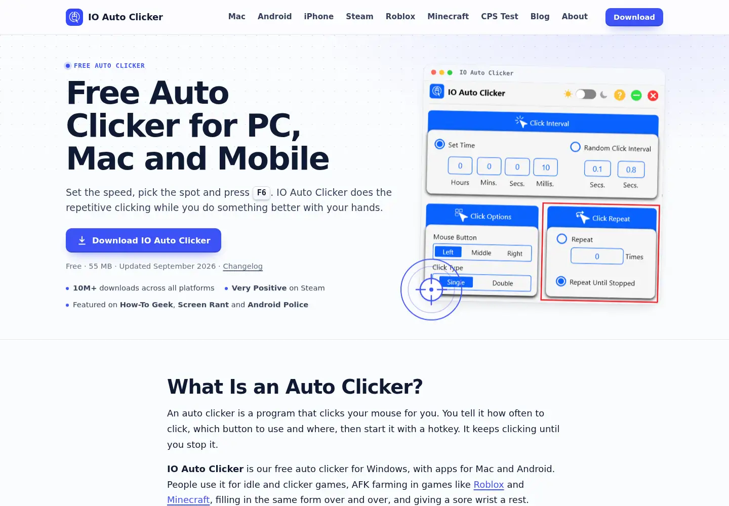 Screenshot of autoclicker.io