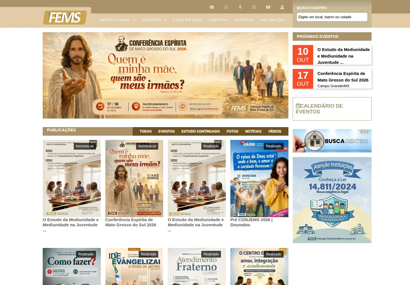 Screenshot of fems.org.br