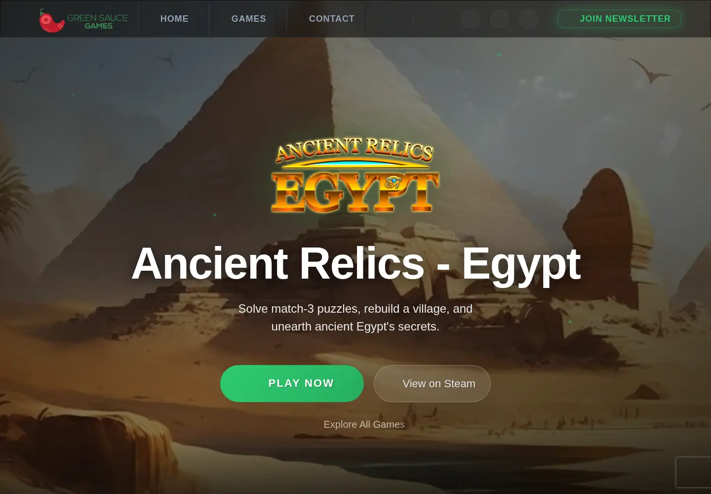 Screenshot of greensaucegames.com