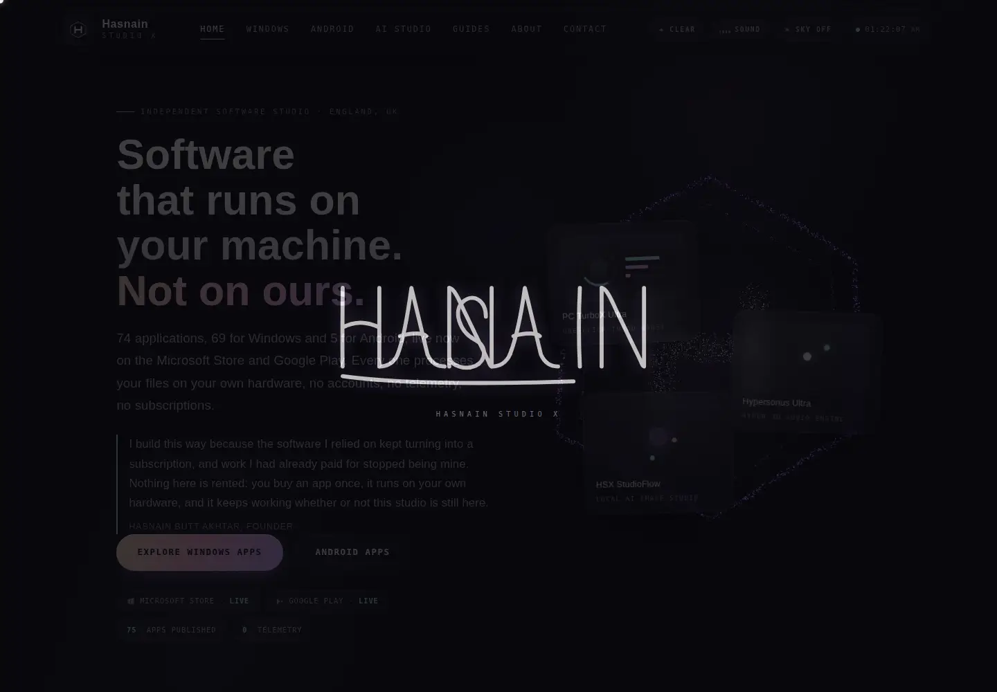 Screenshot of hasnainstudiox.com