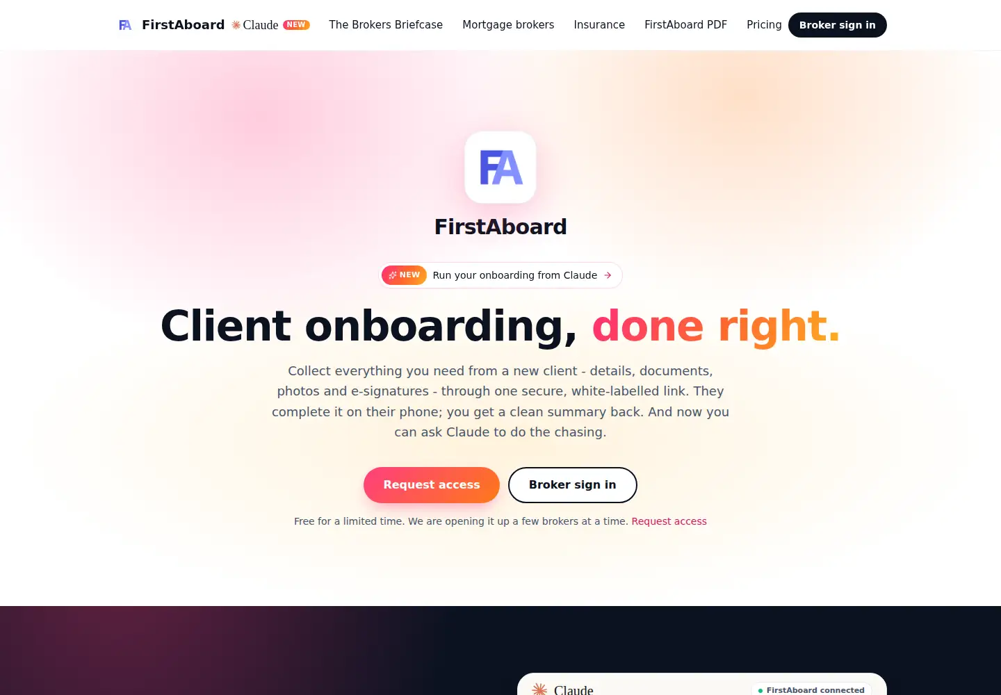 Captured homepage of firstaboard.com in the current scan