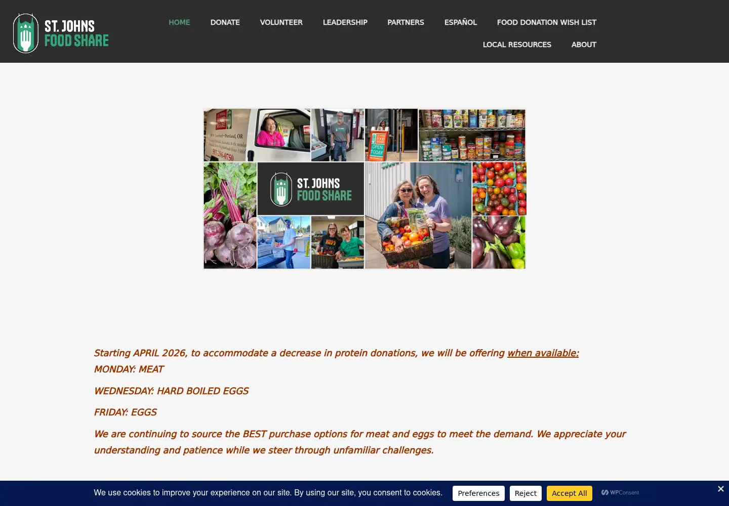 Screenshot of stjohnsfoodshare.org