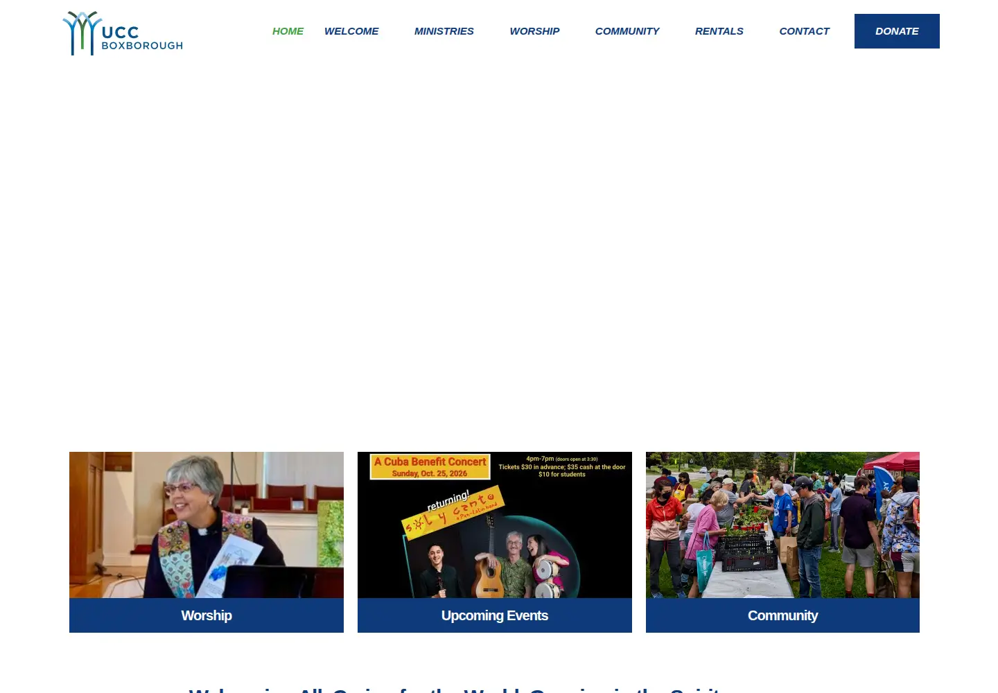 Captured homepage of boxboroughucc.org in the current scan