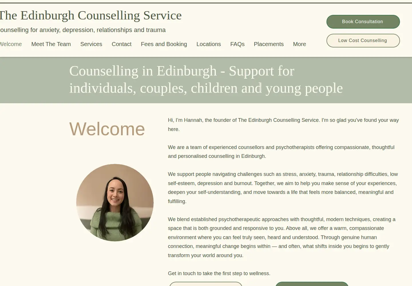 Captured homepage of edinburghcounsellingservice.com in the current scan