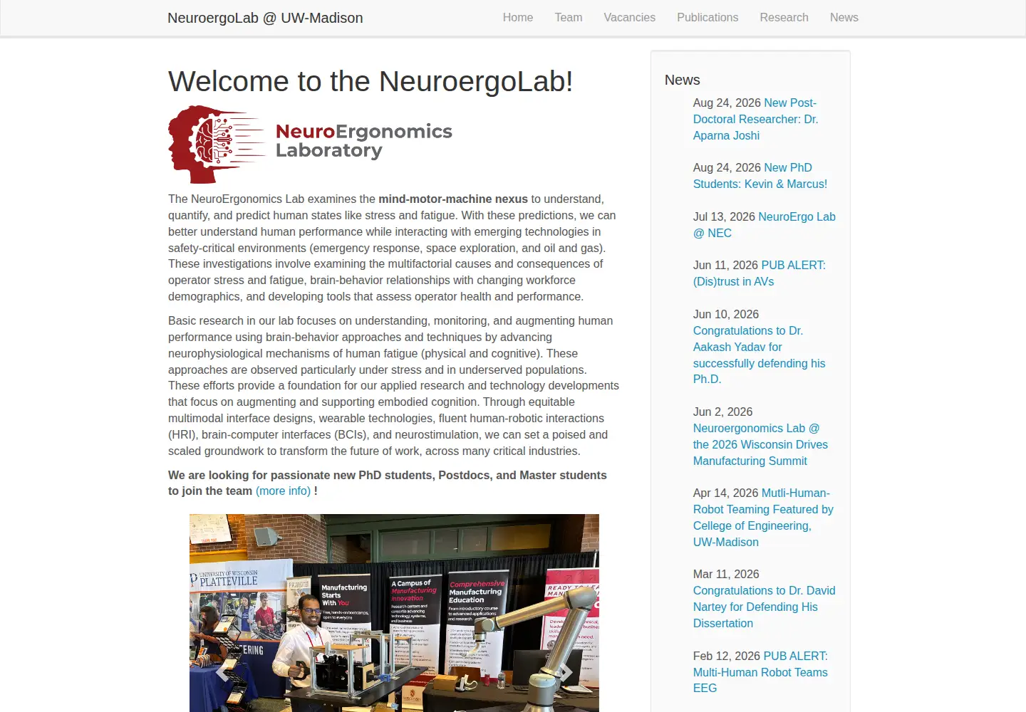 Screenshot of neuroergolab.org