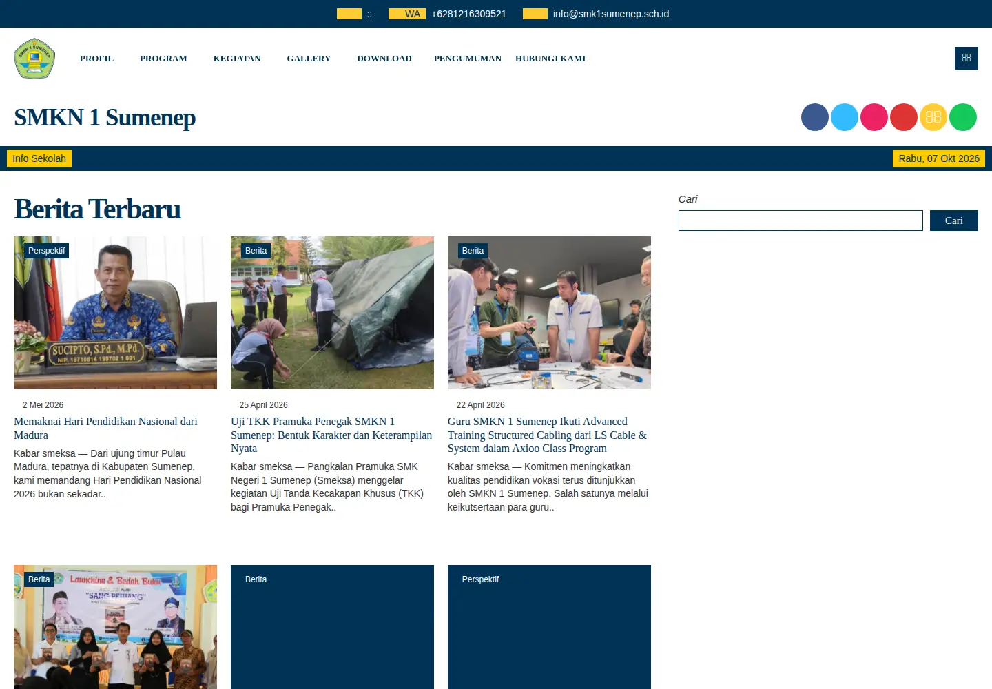 Captured homepage of smk1sumenep.sch.id in the current scan