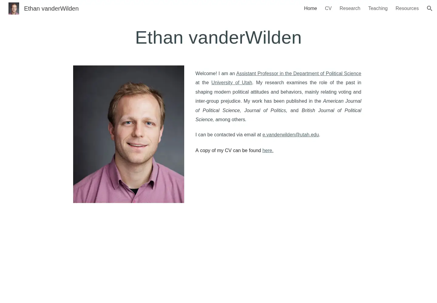 Screenshot of ethanvanderwilden.org