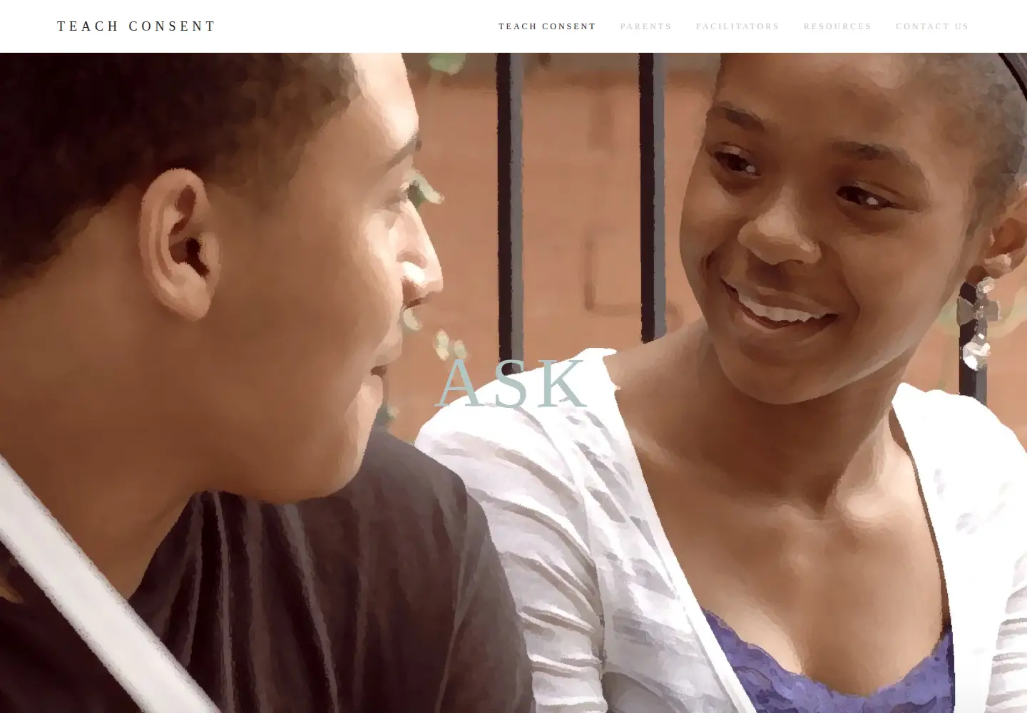 Captured homepage of teachconsent.org in the current scan
