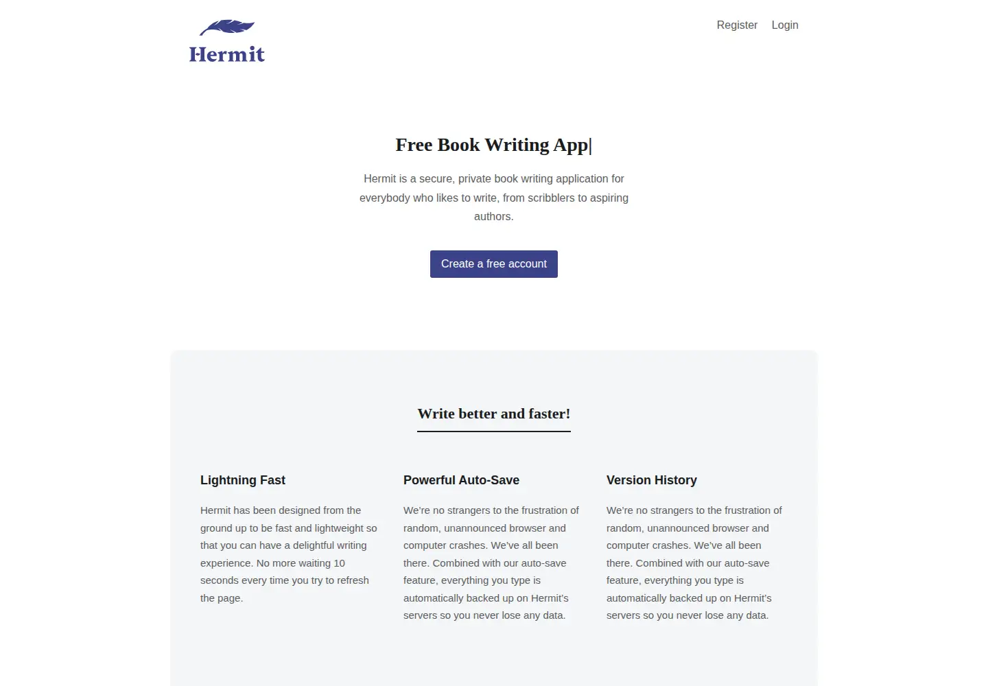 Screenshot of gethermit.com
