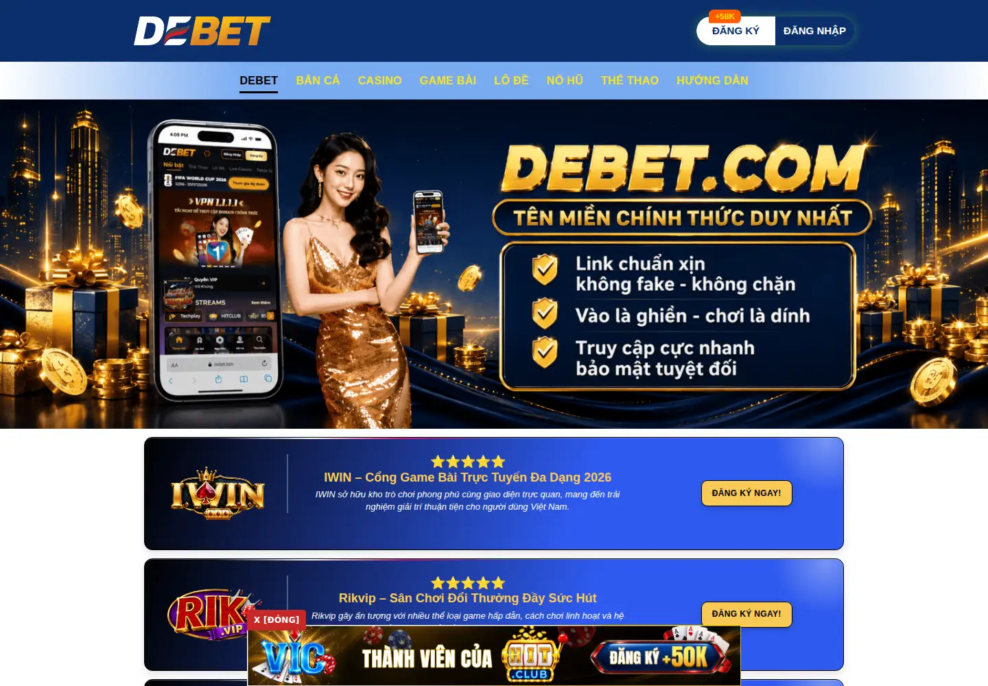 Screenshot of debet.gold