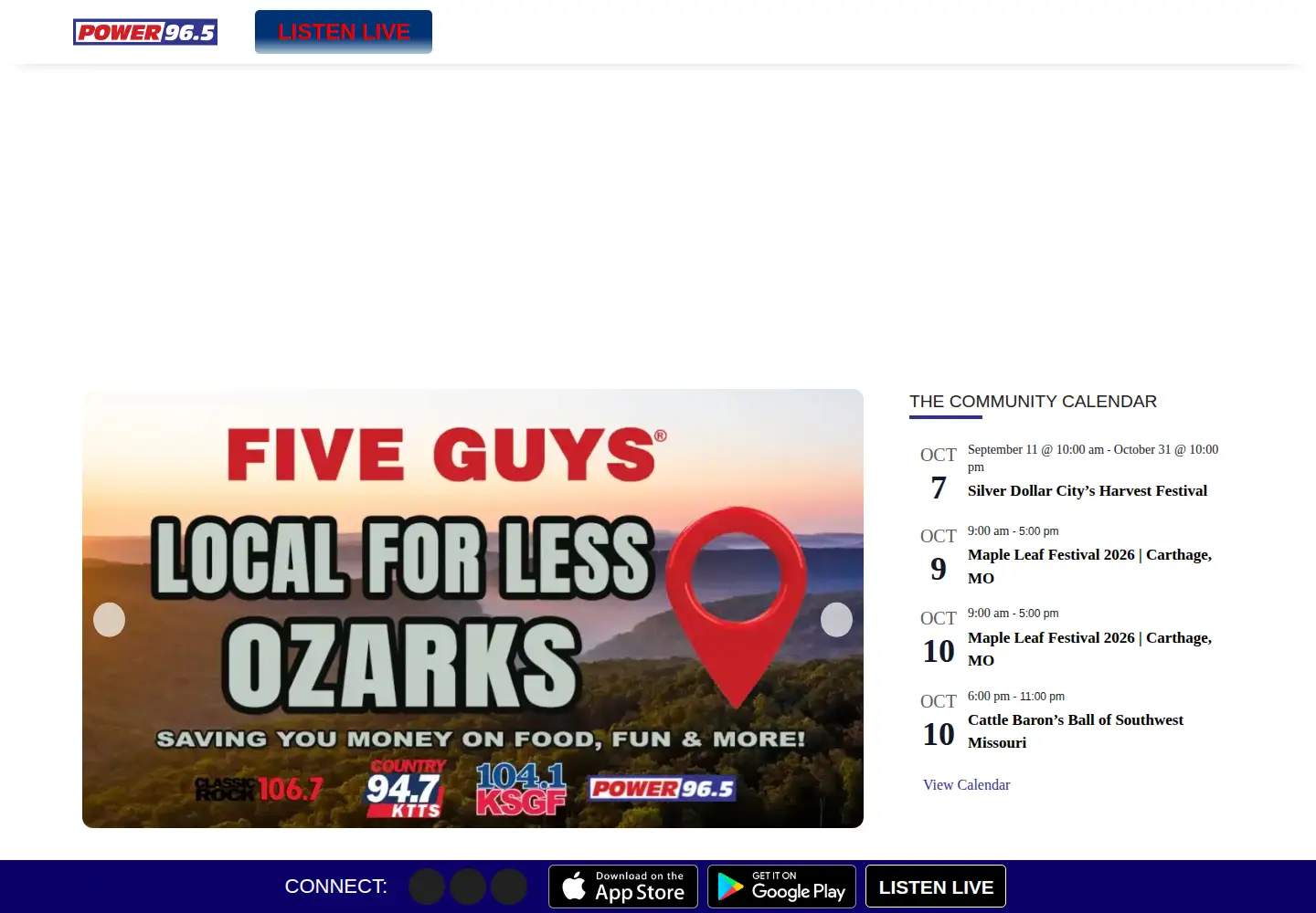 Captured homepage of power965.com in the current scan