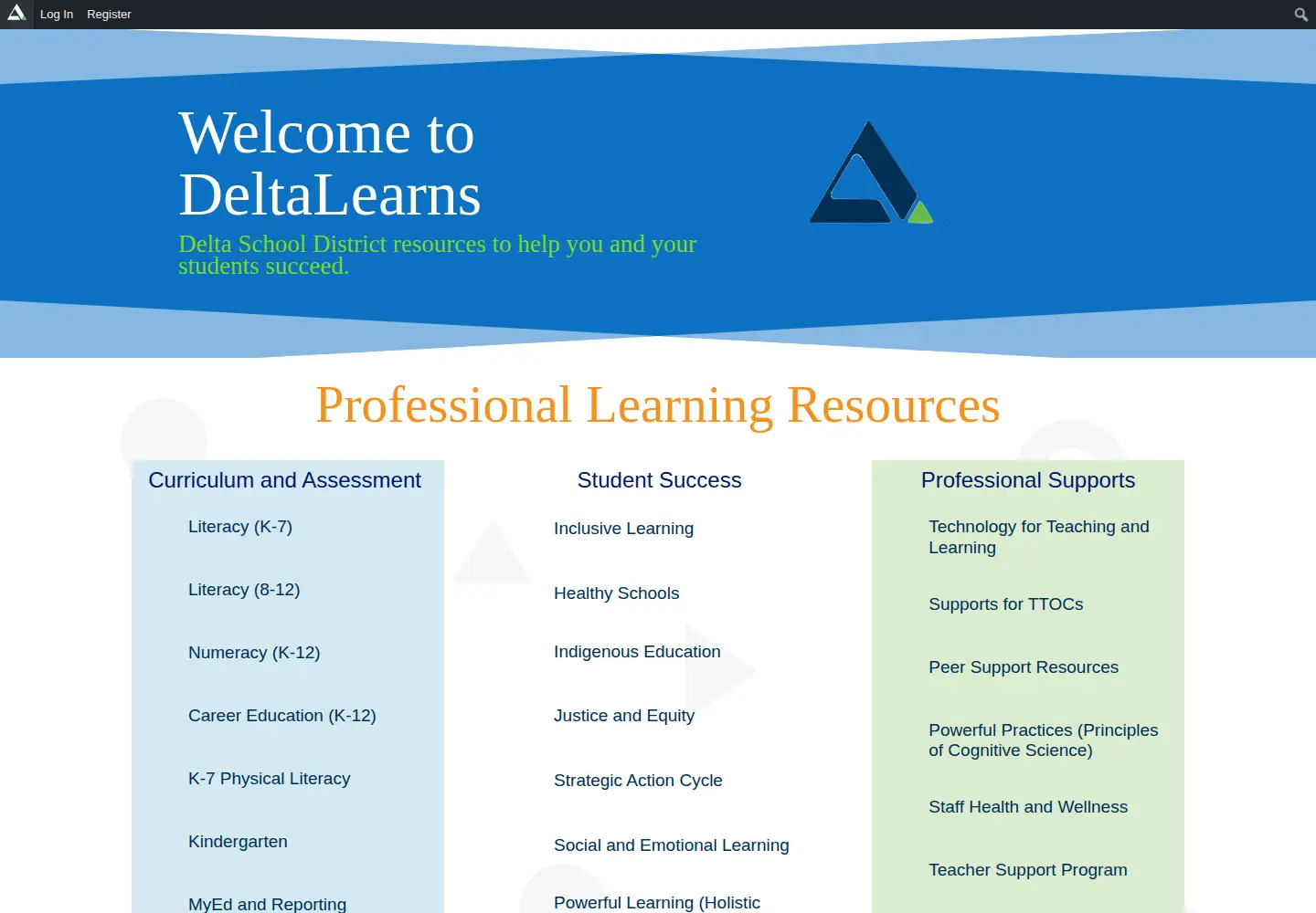 Screenshot of deltalearns.ca