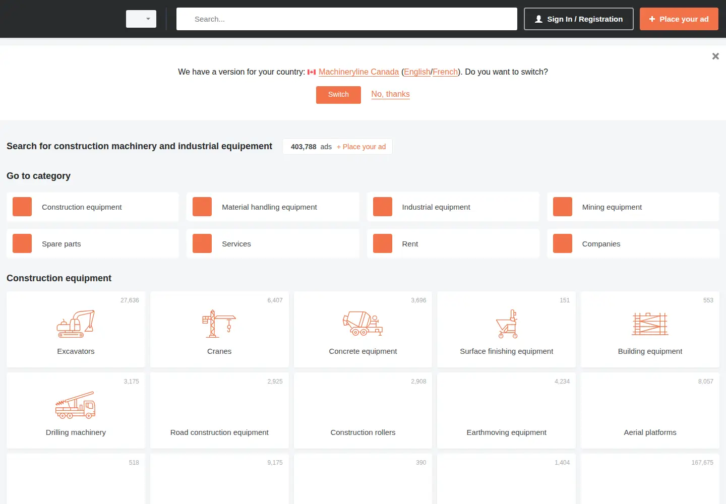 Screenshot of machineryline.com