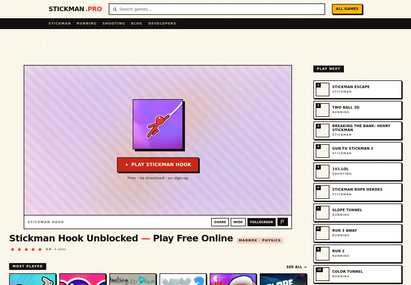 Captured homepage of stickman.pro in the current scan