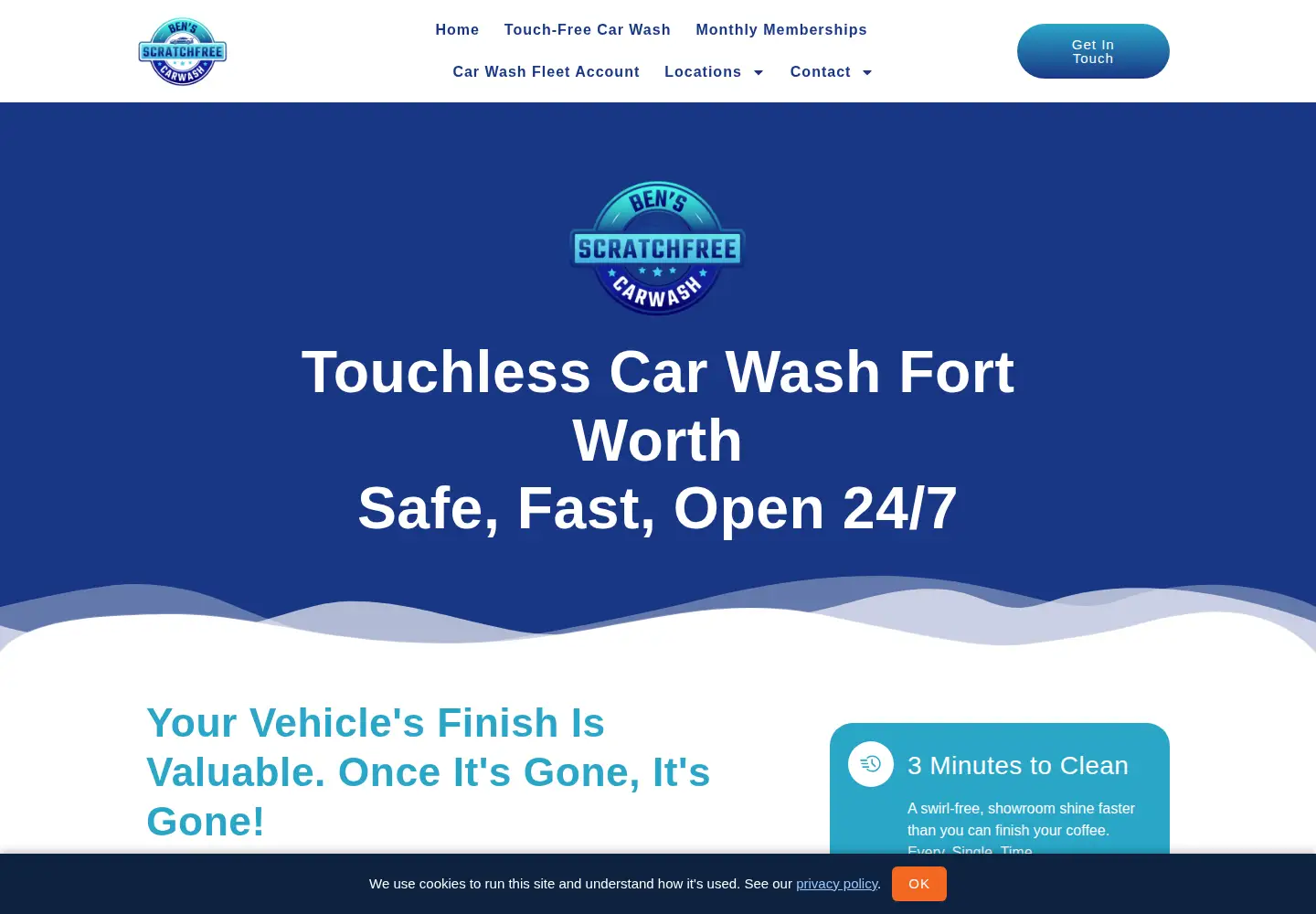 Captured homepage of benscarwash.com in the current scan