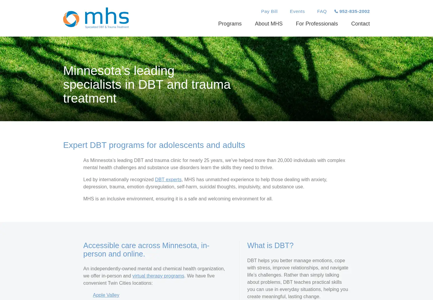 Screenshot of mhs-dbt.com