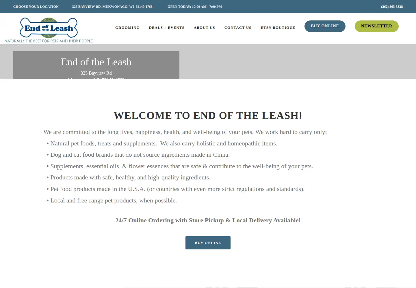 Captured homepage of endoftheleash.com in the current scan