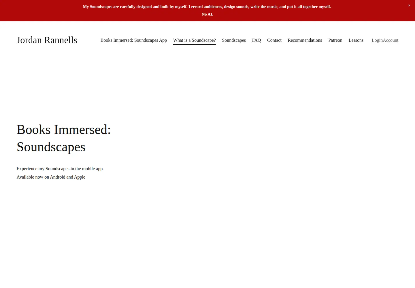 Captured homepage of jordanrannells.com in the current scan