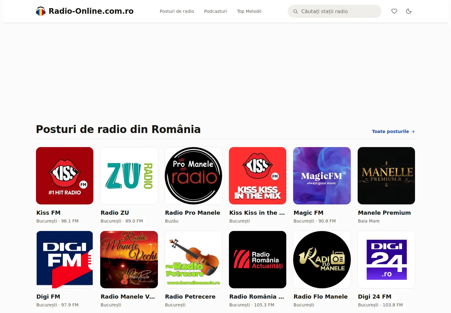 Captured homepage of radio-online.com.ro in the current scan