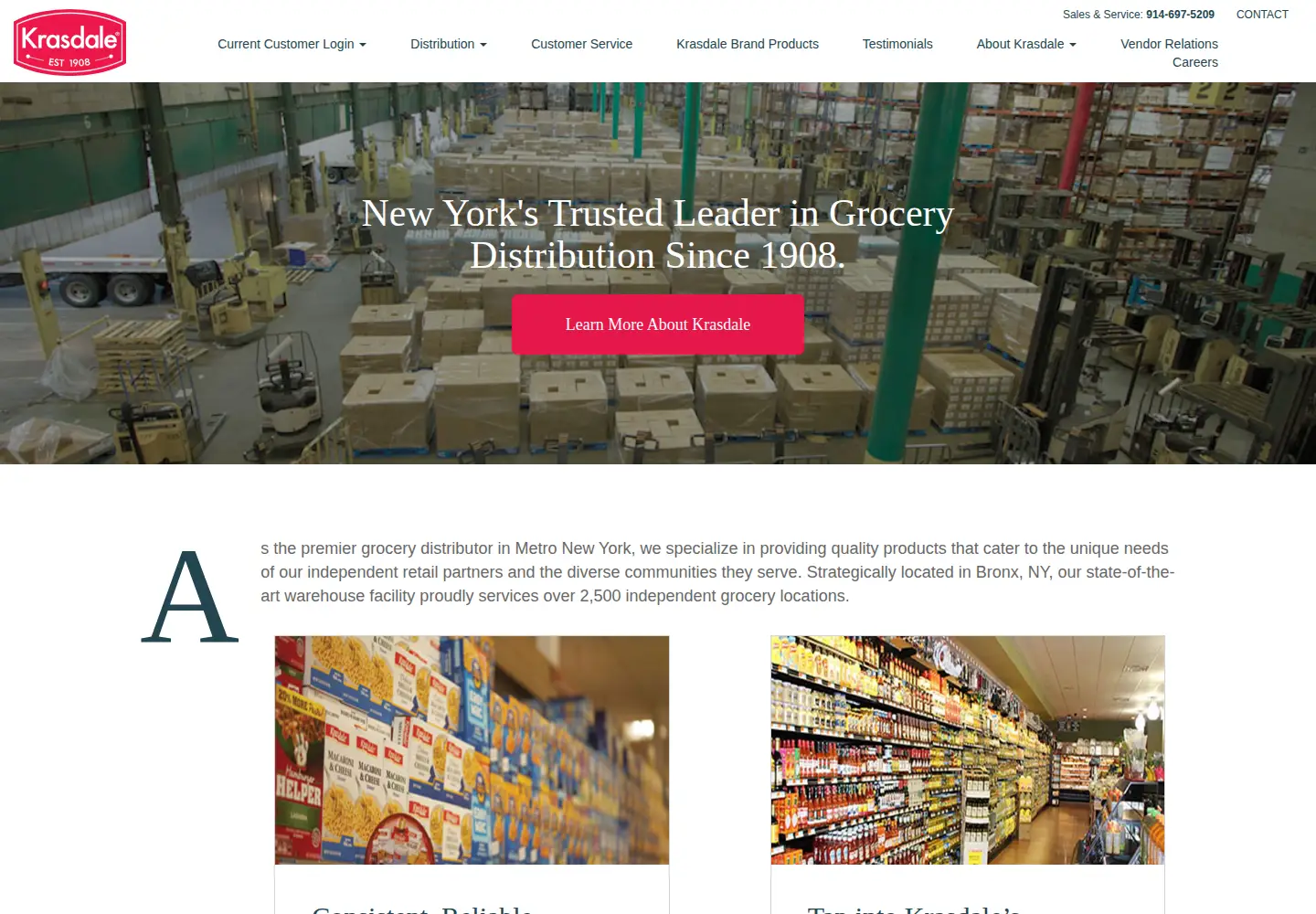 Screenshot of krasdalefoods.com