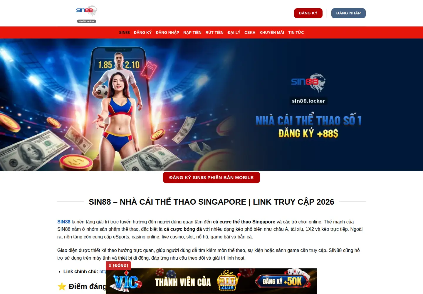 Screenshot of sin88.locker