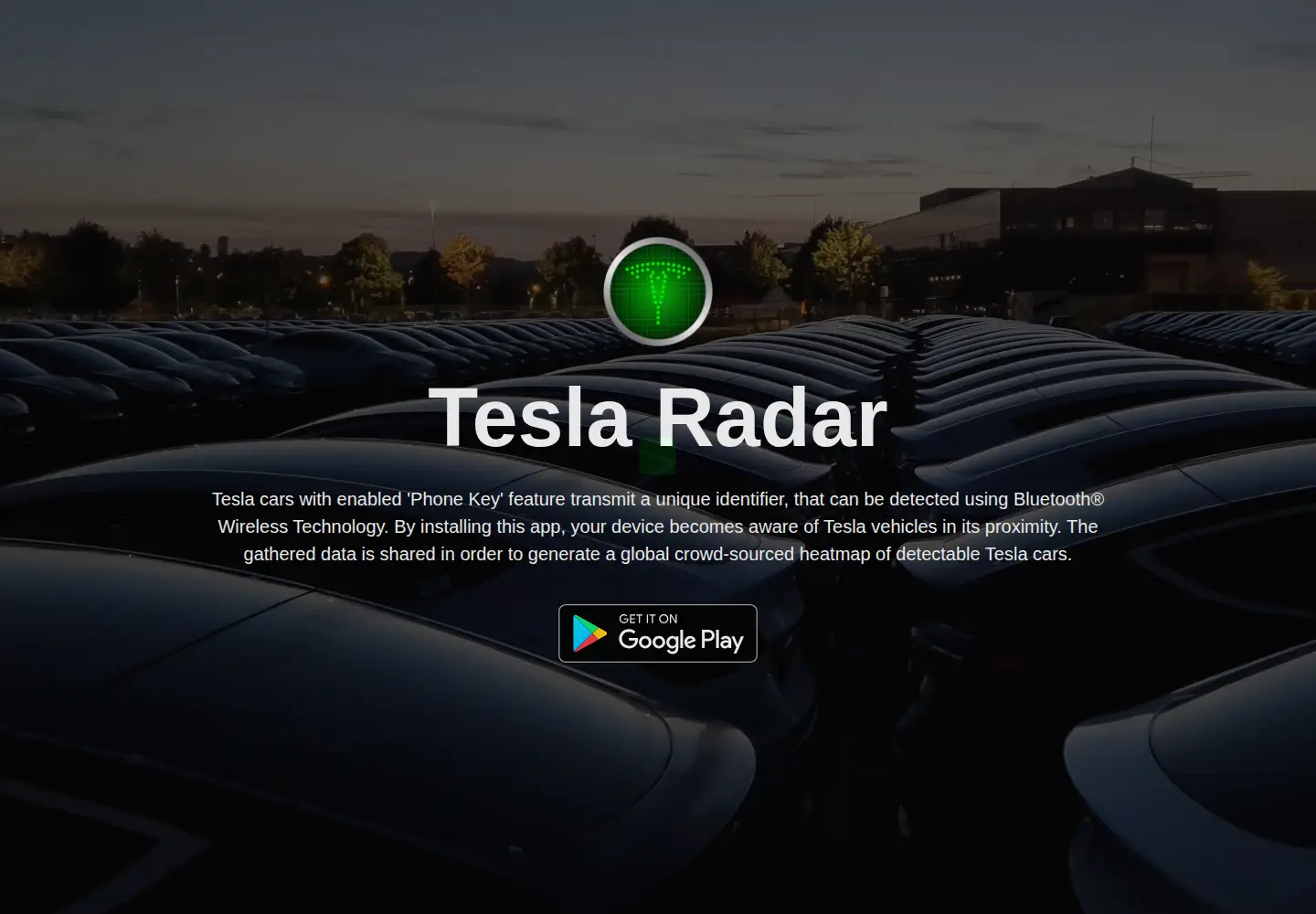 Screenshot of teslaradar.com