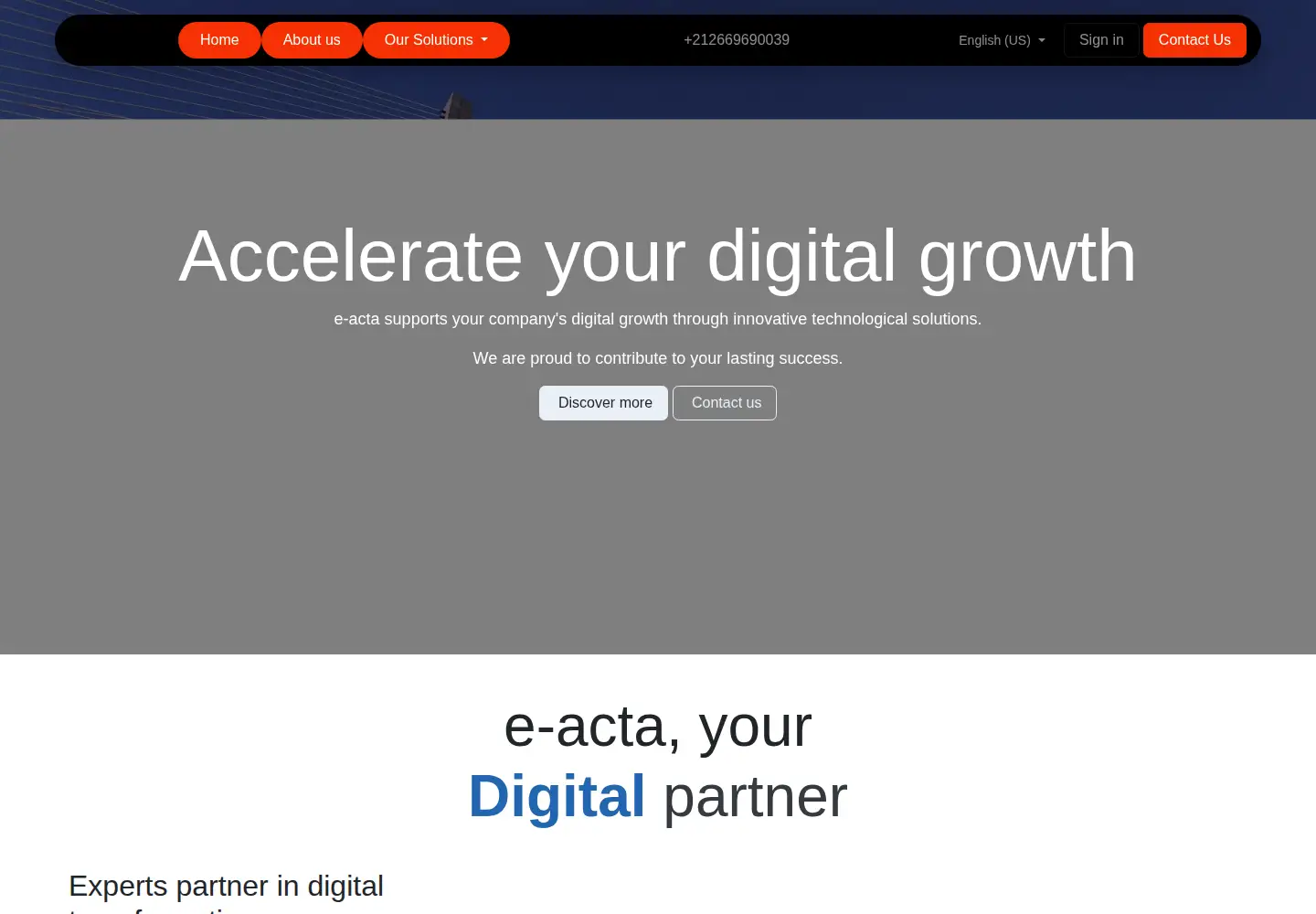 Captured homepage of e-acta.com in the current scan