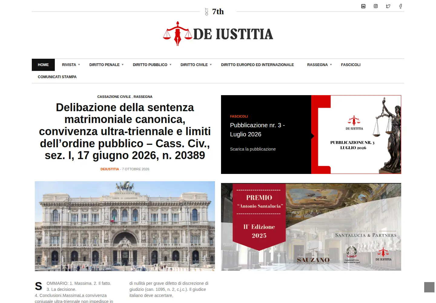 Captured homepage of deiustitia.it in the current scan